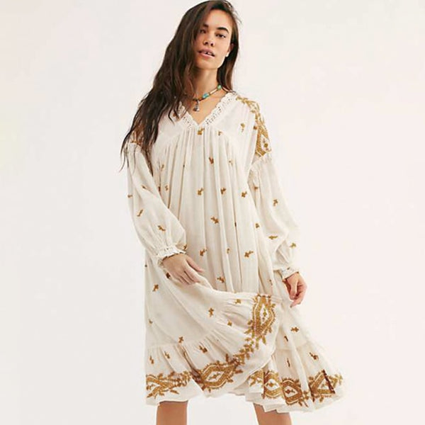 Peasant Sleeve Midi Dress