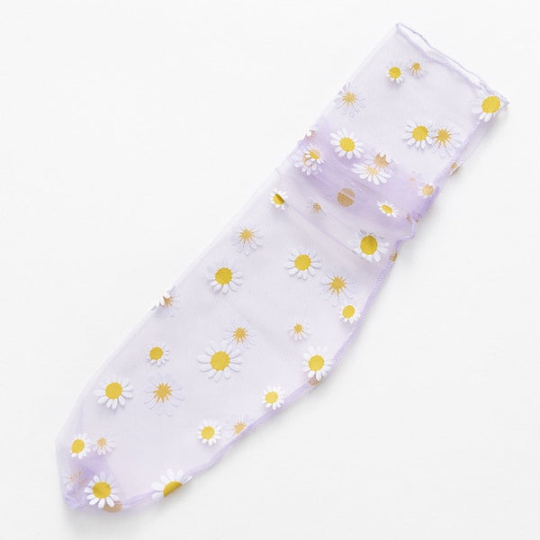 Lavender Mesh Daisy Socks