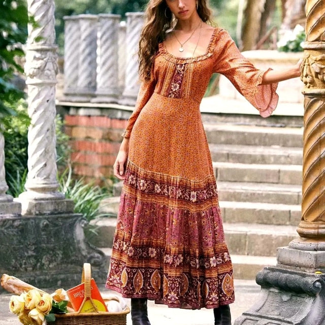 Gypsy Maxi Dress Floral Orange And Burgundy Or Blue And Blush You Choo Made4Walkin Gypsy Maxi Dress Floral Orange And Burgundy Or Blue And Blush You Choo Made4Walkin