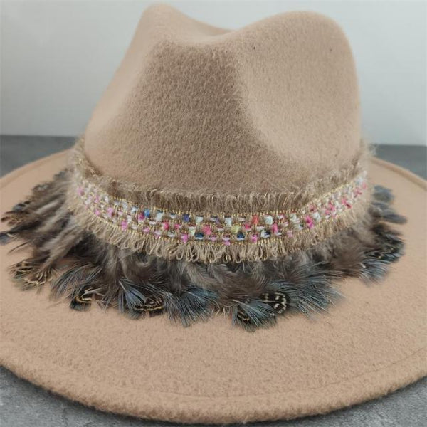 Feathers Wide Brim Fedora 