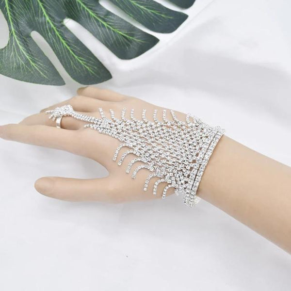 Chain Mail Bracelet Silver Net Slave Bracelet With Ring Bohemian Festival Gypsy Jewelry India Bells Turkish Chainmail