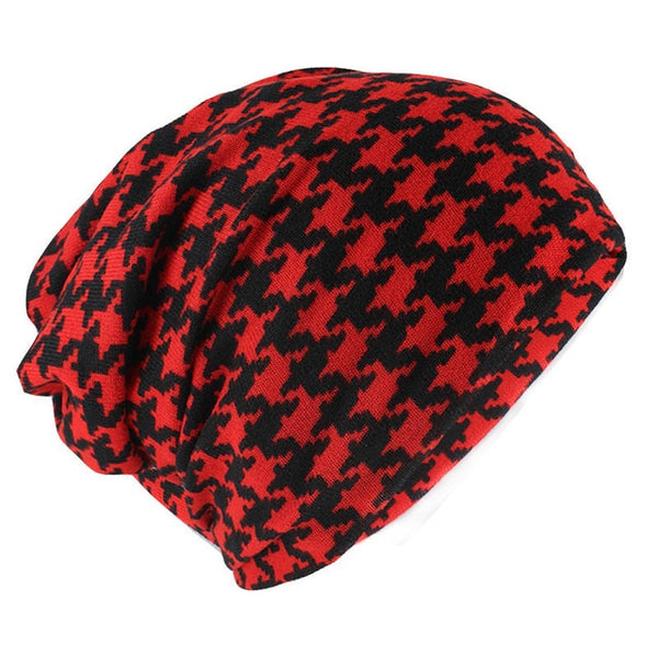 Red Houndstooth Beanie