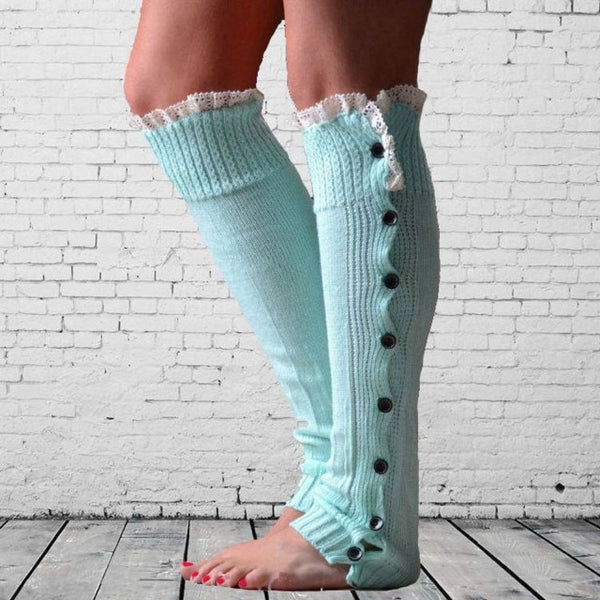 Mint Leg Warmers With Buttons
