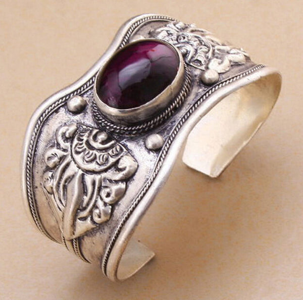 Purple Stone Cuff Bracelet