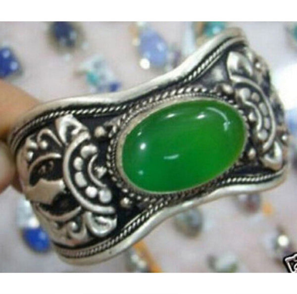 Green Stone Silver Bracelet