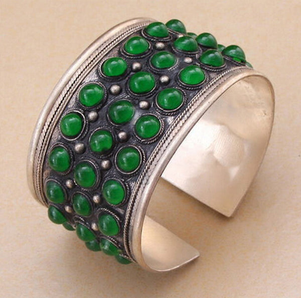 Green Stones Cuff Bracelet