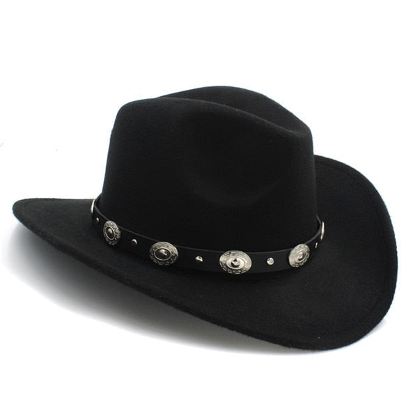 Black Cowboy Hat Silver Conchos
