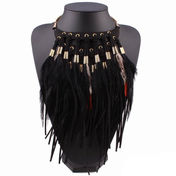 Black Feathers Necklace