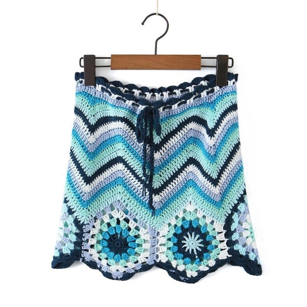 Blue Granny Square Skirt