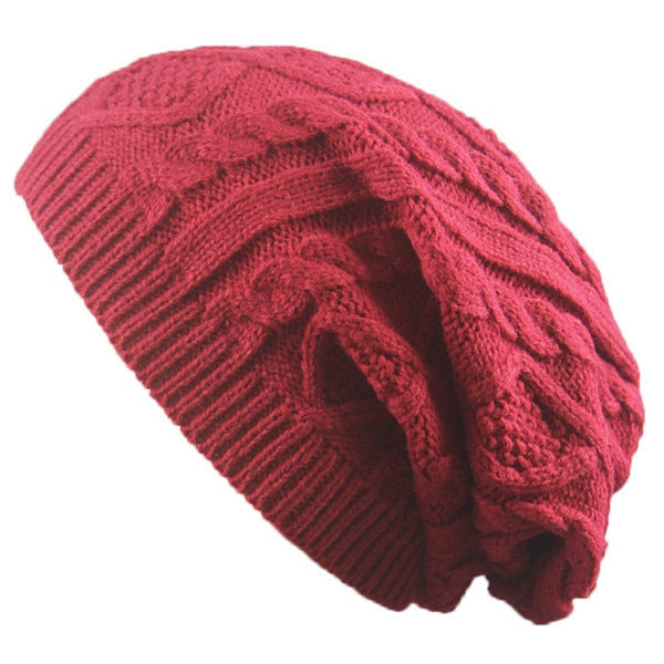 Red Cable Knit Beanie