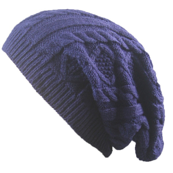 Blue Cable Knit Beanie