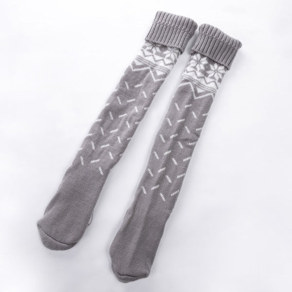 Gray & White Snowflake Socks