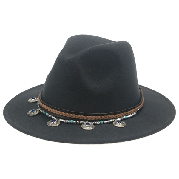 Wide Brim Fedora Gypsy Hat 21 Different Colors You Choose Festival Fashion Jeweled Braided Hatband Festival Fox Adjustable Size Available In Every Color!