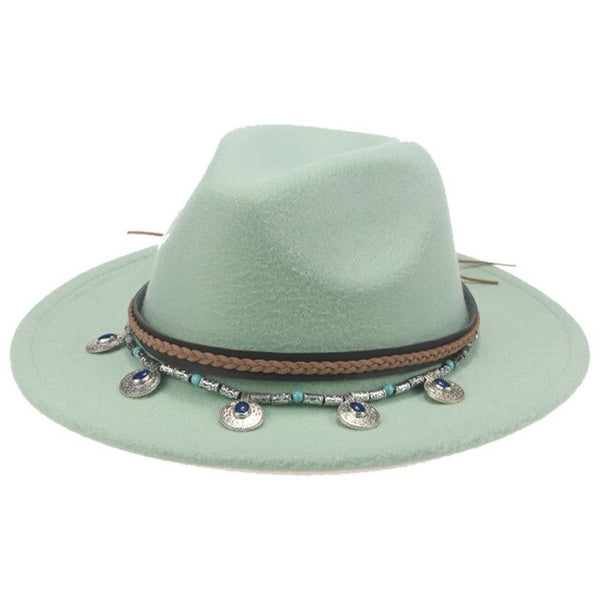 Wide Brim Fedora Gypsy Hat 21 Different Colors You Choose Festival Fashion Jeweled Braided Hatband Festival Fox Adjustable Size Available In Every Color!
