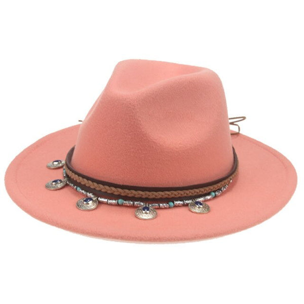 Wide Brim Fedora Gypsy Hat 21 Different Colors You Choose Festival Fashion Jeweled Braided Hatband Festival Fox Adjustable Size Available In Every Color!