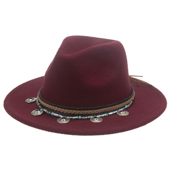 Wide Brim Fedora Gypsy Hat 21 Different Colors You Choose Festival Fashion Jeweled Braided Hatband Festival Fox Adjustable Size Available In Every Color!