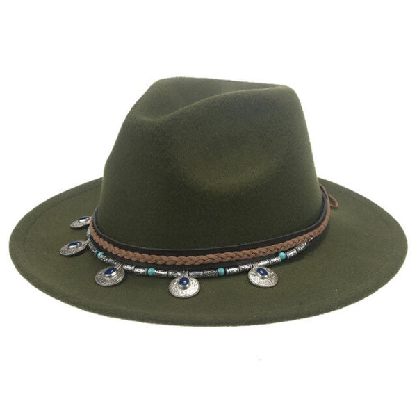 Wide Brim Fedora Gypsy Hat 21 Different Colors You Choose Festival Fashion Jeweled Braided Hatband Festival Fox Adjustable Size Available In Every Color!