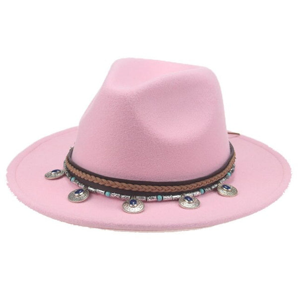 Wide Brim Fedora Gypsy Hat 21 Different Colors You Choose Festival Fashion Jeweled Braided Hatband Festival Fox Adjustable Size Available In Every Color!