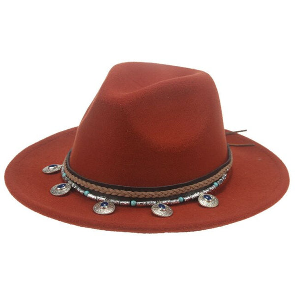 Wide Brim Fedora Gypsy Hat 21 Different Colors You Choose Festival Fashion Jeweled Braided Hatband Festival Fox Adjustable Size Available In Every Color!