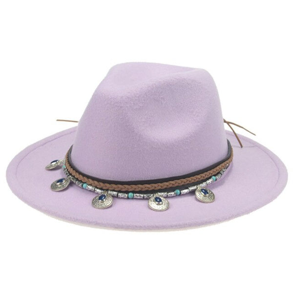 Wide Brim Fedora Gypsy Hat 21 Different Colors You Choose Festival Fashion Jeweled Braided Hatband Festival Fox Adjustable Size Available In Every Color!