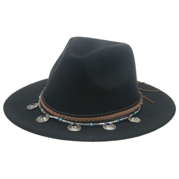 Wide Brim Fedora Gypsy Hat 21 Different Colors You Choose Festival Fashion Jeweled Braided Hatband Festival Fox Adjustable Size Available In Every Color!