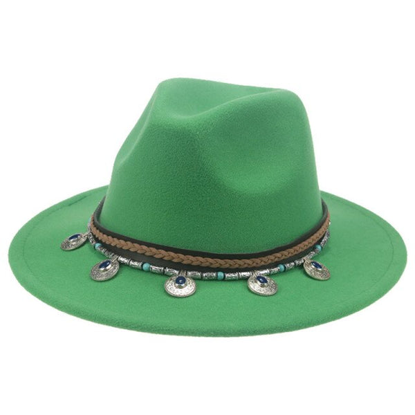 Wide Brim Fedora Gypsy Hat 21 Different Colors You Choose Festival Fashion Jeweled Braided Hatband Festival Fox Adjustable Size Available In Every Color!