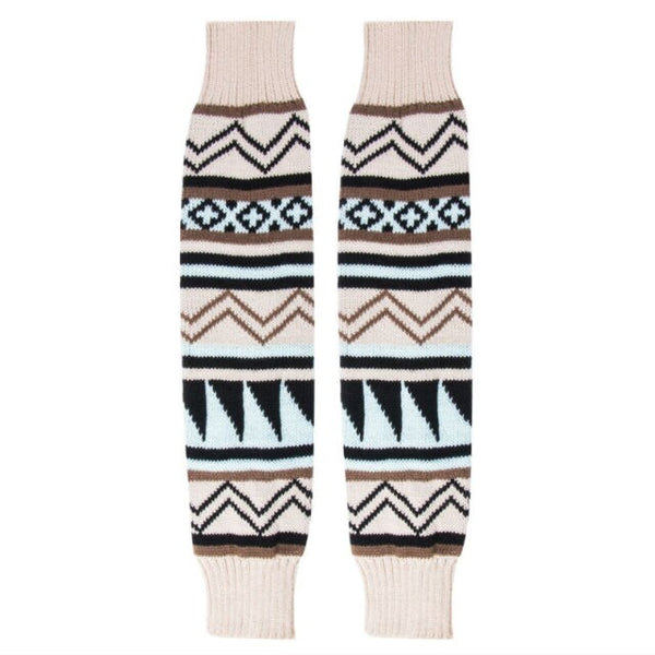 Beige & Turquoise Leg Warmers