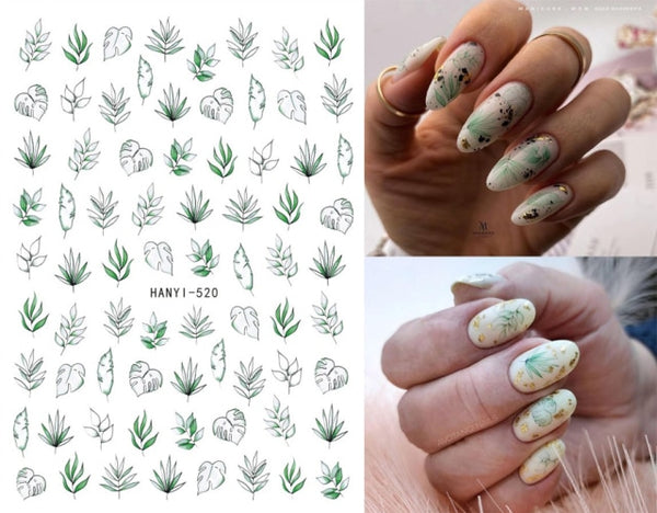 Green Leaves Nail Stickers