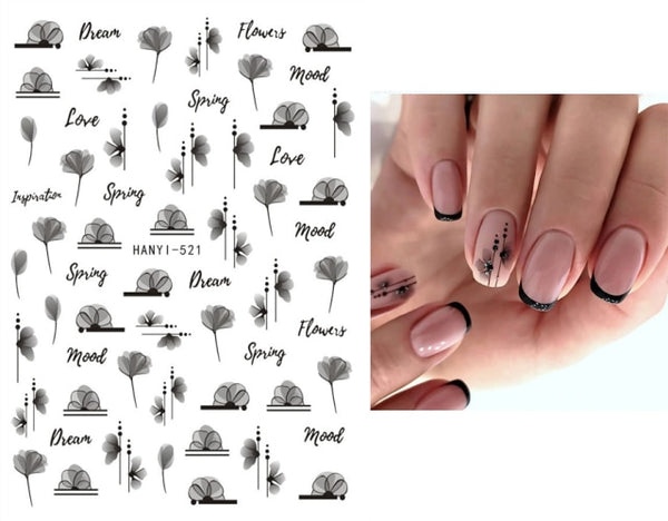 Gray Floral Nail Dcals