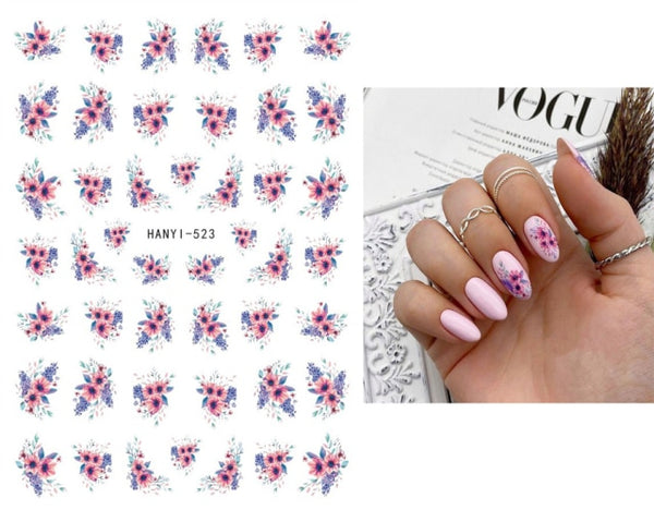 Pink Flowers Nail Stickers