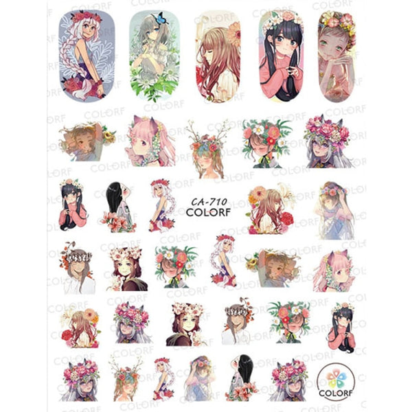 Flower Crown Girls Nail Decals