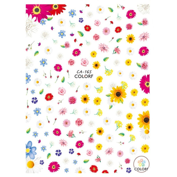 Pink Yellow Blue Flowers Nail Stickers