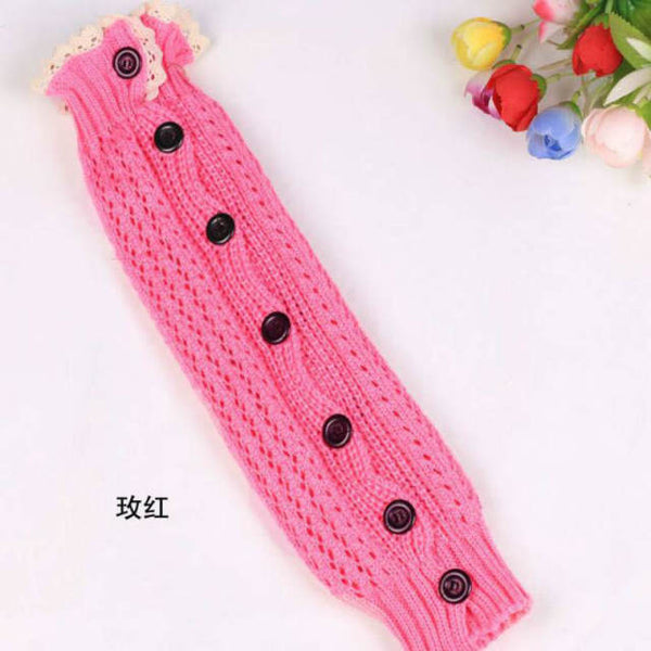 Hot Pink Leg Warmers With Buttons