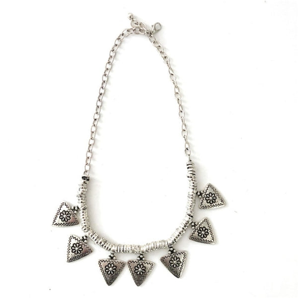 Inverted Triangle Necklace Silver Gypsy Style Water Symbol Symbolizes Purification Healing And Peace Hook It Tight As A Choker Or Wear Two Connected As A Belt