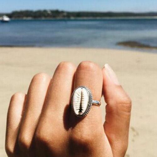 Cowrie Shell Ring Silver Setting Sea Shell Mermaid Jewelry Boho Stackable Ring Be Ready For The Beach!