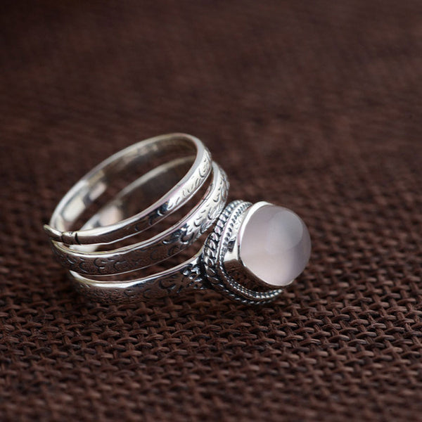 Rose Quartz Silver Ring