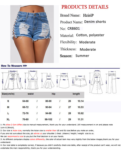 Jean Shorts Size Chart