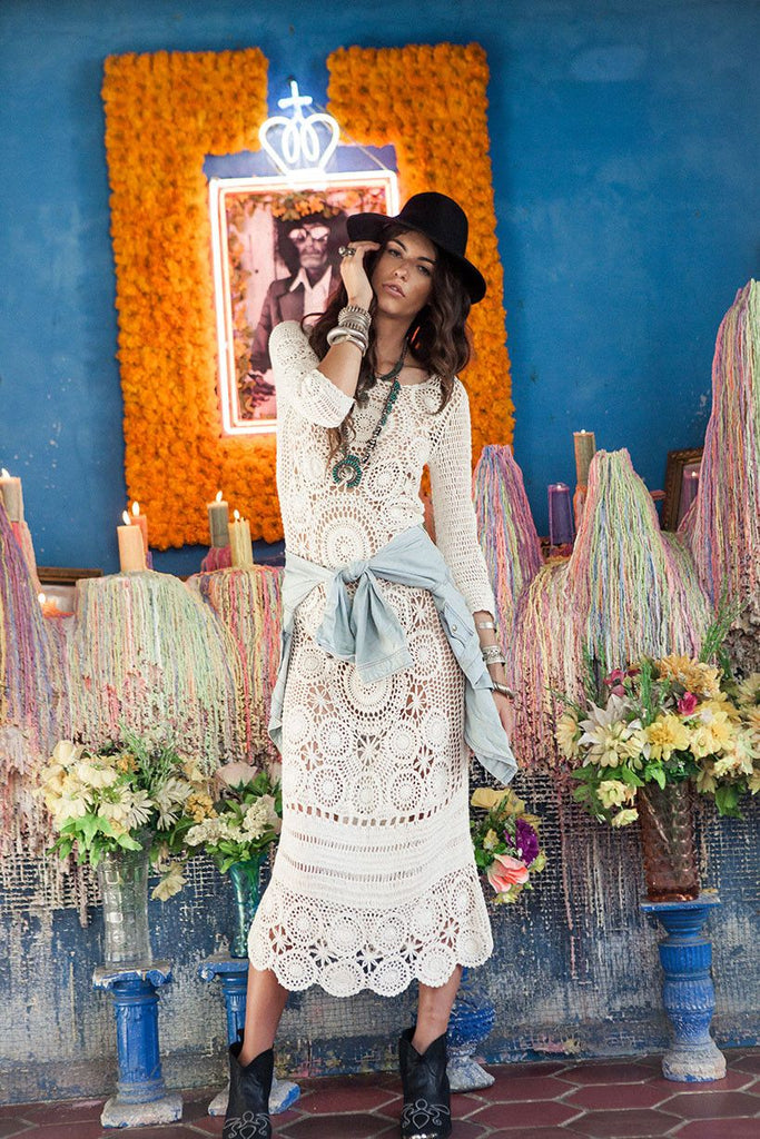spell crochet dress THE SPELL HELENA CROCHET LACE GOWN - SP-BD2-CG