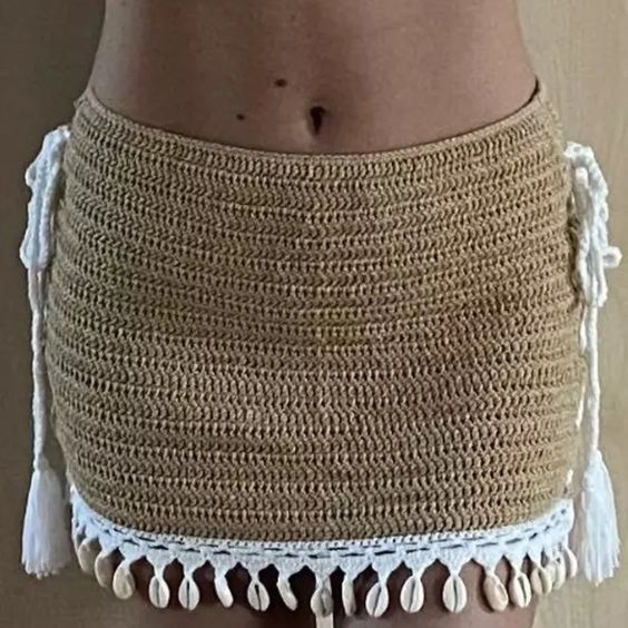 Crochet Mini Skirt With Shells