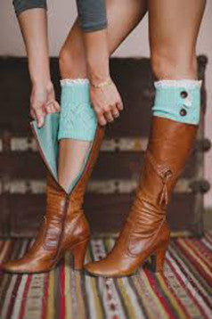 Lace Buttons Boot Cuffs