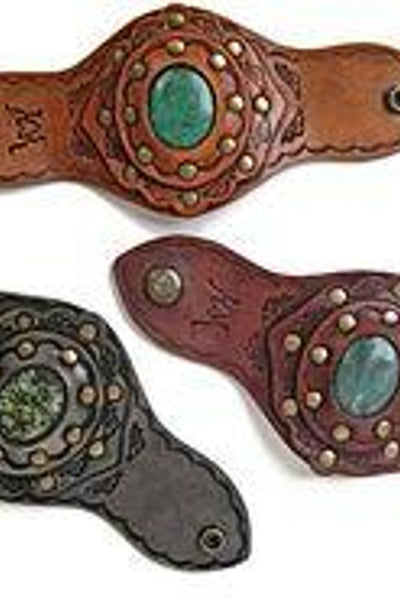 Leather Cuff Bracelets With Stone