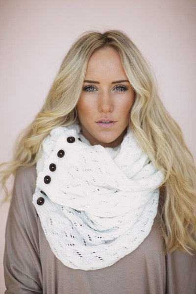White Buttons Scarf