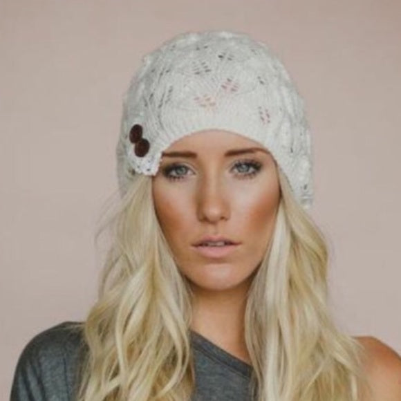 Lace Buttons Beanie