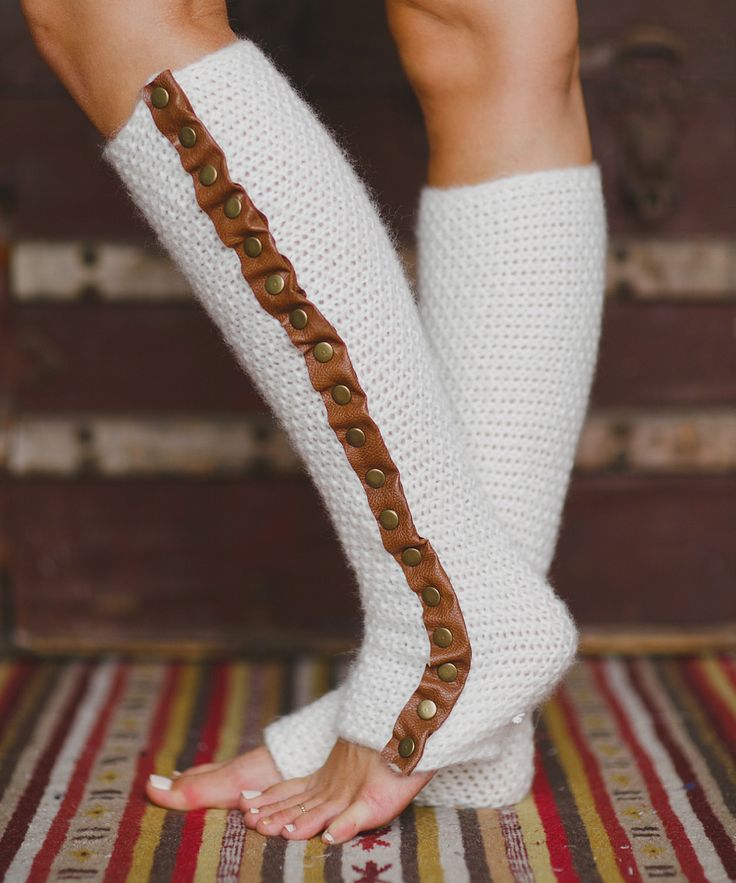 Ivory Leather Leg Warmers