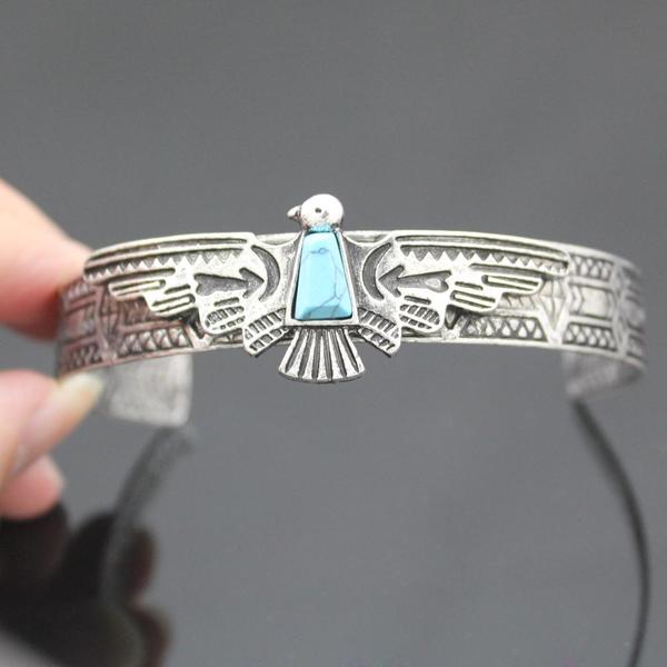 Silver Turquoise Thunderbird Bracelet