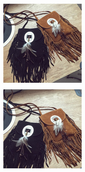 Fringe Conco Feathers Bag