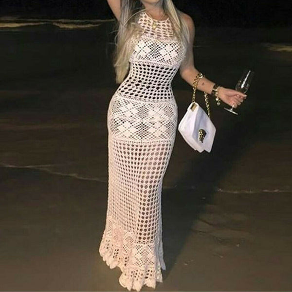 White Crochet Maxi Dress